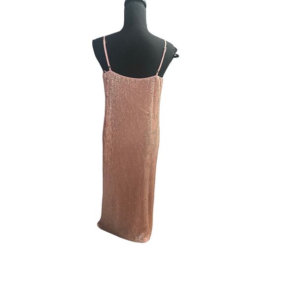 1.STATE “Dramatic Pause” Nude Sequin Midi Slip Dress | Elegant Eveningwear - Picture 5 of 7